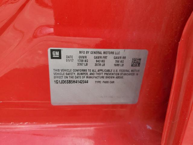 1G1JD6SB5H4142044 - 2017 CHEVROLET SONIC LT 红色 照片 12