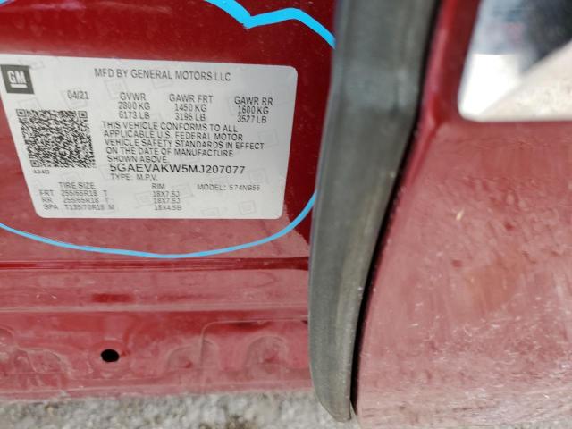 5GAEVAKW5MJ207077 - 2021 BUICK ENCLAVE ESSENCE 勃艮第红 照片 13