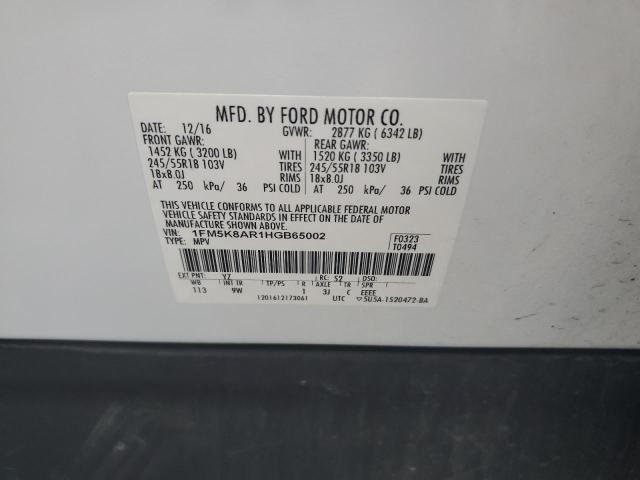 1FM5K8AR1HGB65002 - 2017 FORD EXPLORER POLICE INTERCEPTOR WHITE photo 13