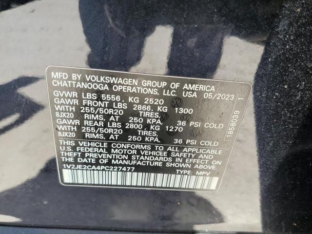 1V2JE2CA4PC227477 - 2023 VOLKSWAGEN ATLAS CROS SE Czarny zdjęcie 13