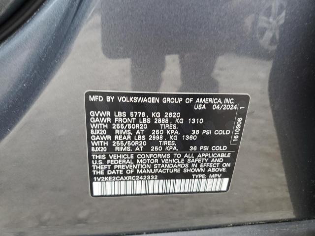 1V2KE2CAXRC242332 - 2024 VOLKSWAGEN ATLAS CROS SE Gris photo 14