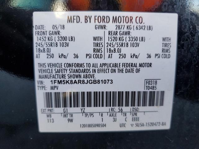 1FM5K8AR8JGB81073 - 2018 FORD EXPLORER POLICE INTERCEPTOR BLACK photo 14