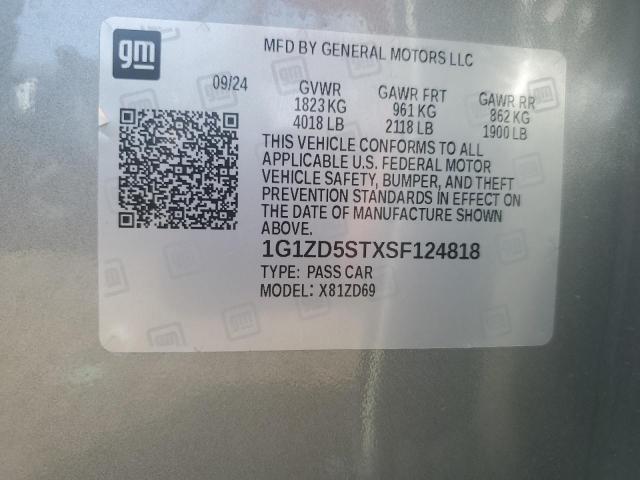 1G1ZD5STXSF124818 - 2025 CHEVROLET MALIBU LT SILVER photo 12