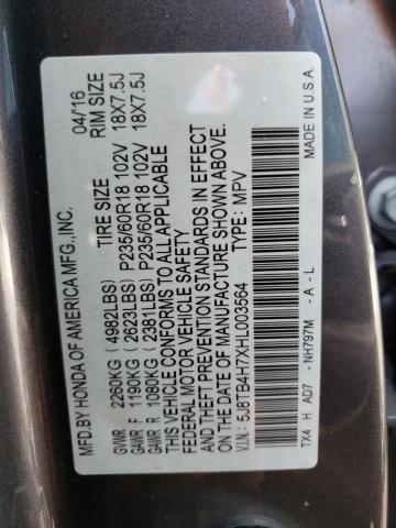 5J8TB4H7XHL003564 - 2017 ACURA RDX ADVANCE GRAY photo 13