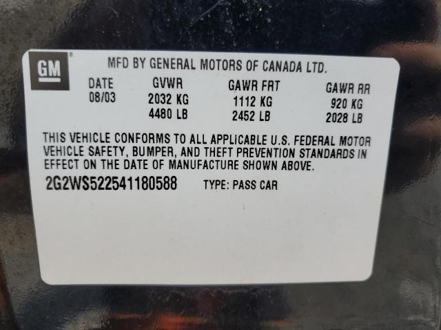 2G2WS522541180588 - 2004 PONTIAC GRAND PRIX GT2 შავი ფოტო 12