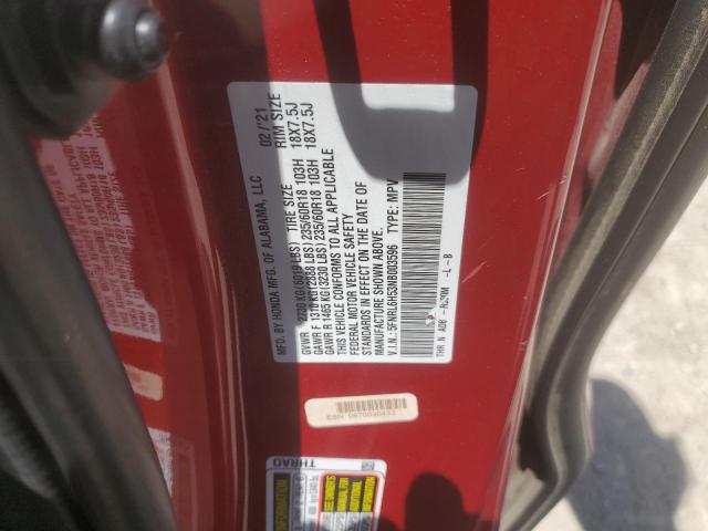 5FNRL6H53NB003596 - 2022 HONDA ODYSSEY EX RED photo 12