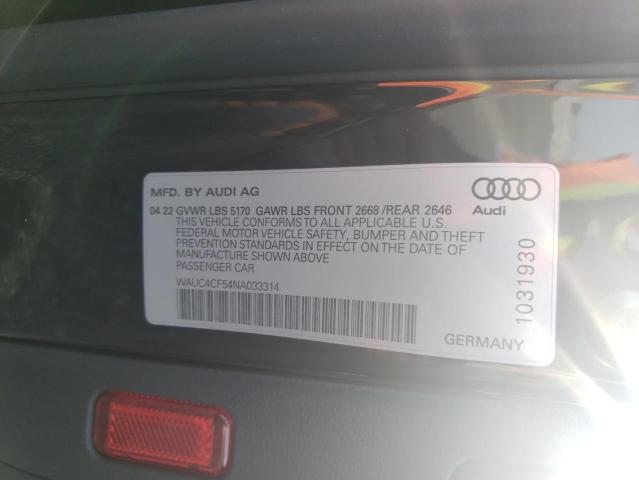 WAUC4CF54NA033314 - 2022 AUDI S5 PREMIUM PLUS შავი ფოტო 12