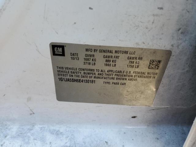 1G1JA5SH6E4130181 - 2014 CHEVROLET SONIC LS 白色 照片 12