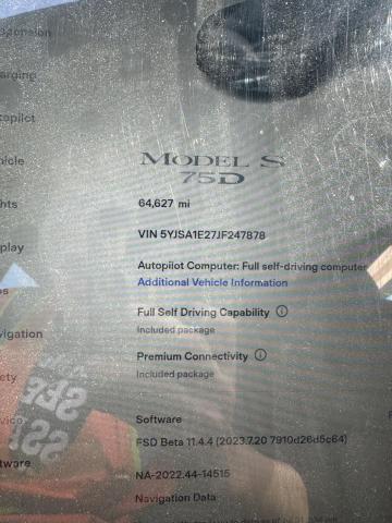 5YJSA1E27JF247878 - 2018 TESLA MODEL S Schwarz Foto 9