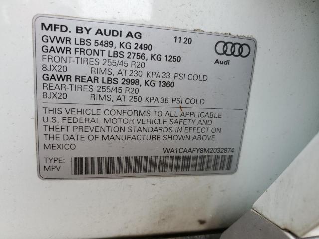 WA1CAAFY8M2032874 - 2021 AUDI Q5 PRESTIGE WHITE photo 13