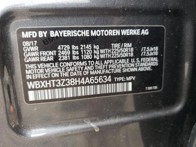 WBXHT3Z38H4A65634 - 2017 BMW X1 XDRIVE28I GRAY photo 10