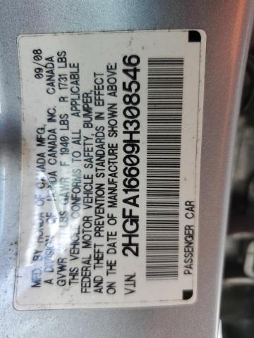 2HGFA16609H308546 - 2009 HONDA CIVIC LX-S SILVER photo 12