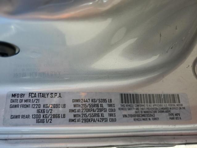 ZFBHRFBB3M6T85943 - 2021 RAM PROMASTER SLT SILVER photo 13