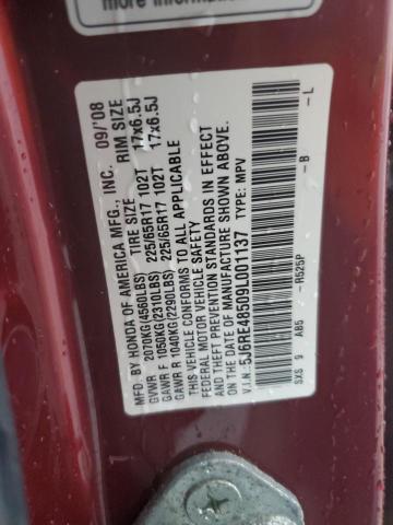 5J6RE48509L001137 - 2009 HONDA CR-V EX Tünd qırmızı foto 14