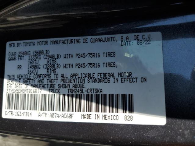 3TYSX5EN8NT016817 - 2022 TOYOTA TACOMA ACCESS CAB ნაცრისფერი ფოტო 12
