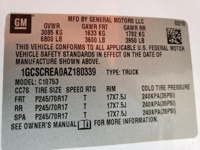 1GCSCREA0AZ180339 - 2010 CHEVROLET SILVERADO C1500  LS WHITE photo 13