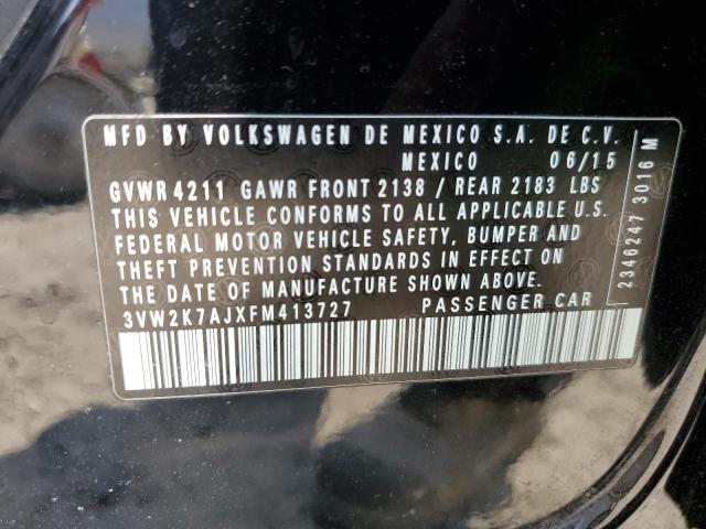 3VW2K7AJXFM413727 - 2015 VOLKSWAGEN JETTA BASE 黑色 照片 13