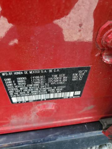 3CZRU6H1XNM726006 - 2022 HONDA HR-V SPORT أحمر صورة 13