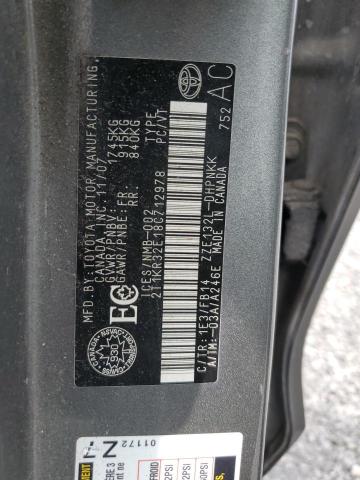 2T1KR32E18C712978 - 2008 TOYOTA COROLLA MA XR GRAY photo 13