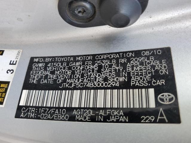 JTKJF5C74B3000294 - 2011 TOYOTA SCION TC Gümüş foto 12