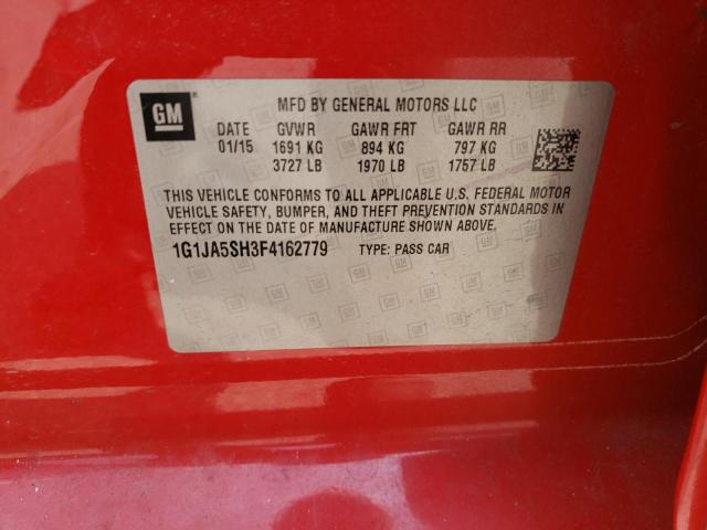 1G1JA5SH3F4162779 - 2015 CHEVROLET SONIC LS 红色 照片 12