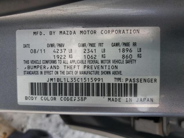 JM1BL1L35C1515991 - 2012 MAZDA SPEED 3 SILVER photo 13