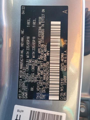 5TDGZRBH2NS212768 - 2022 TOYOTA HIGHLANDER XLE TEAL photo 14