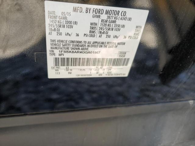 1FM5K8AR4GGA01967 - 2016 FORD EXPLORER POLICE INTERCEPTOR BLACK photo 12