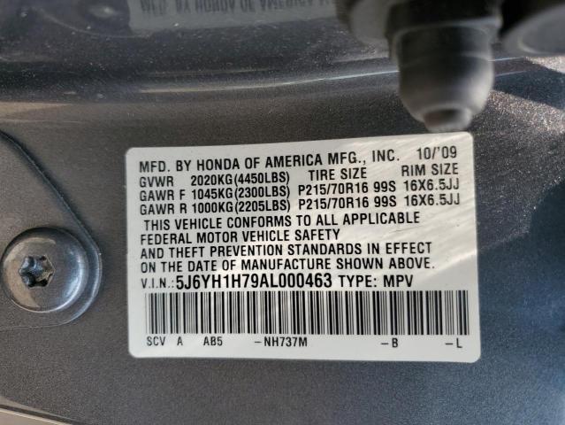 5J6YH1H79AL000463 - 2010 HONDA ELEMENT EX GRAY photo 13