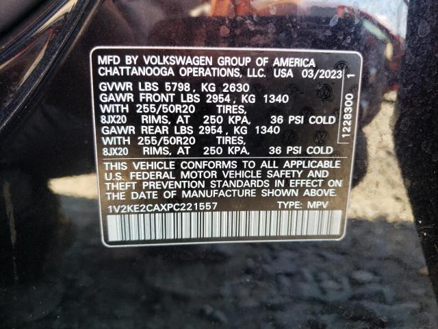 1V2KE2CAXPC221557 - 2023 VOLKSWAGEN ATLAS CROS SE Noir photo 13