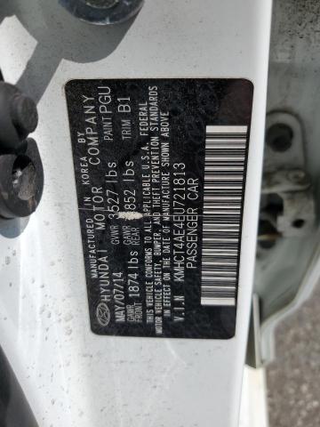 KMHCT4AE4EU721813 - 2014 HYUNDAI ACCENT GLS WHITE photo 12