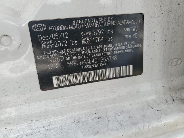 5NPDH4AE4DH263788 - 2013 HYUNDAI ELANTRA GLS WHITE photo 12