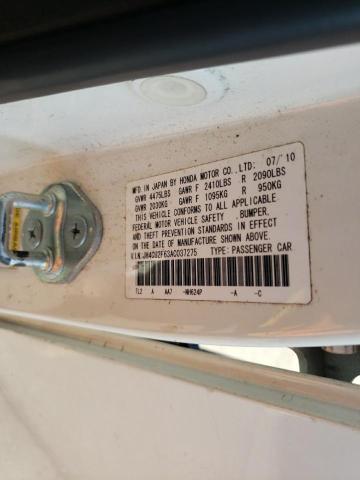 JH4CU2F63AC037275 - 2010 ACURA TSX WHITE photo 12