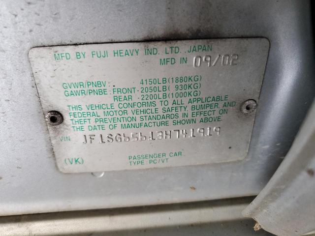 JF1SG65613H741919 - 2003 SUBARU FORESTER 2.5XS ვერცხლისფერი ფოტო 13