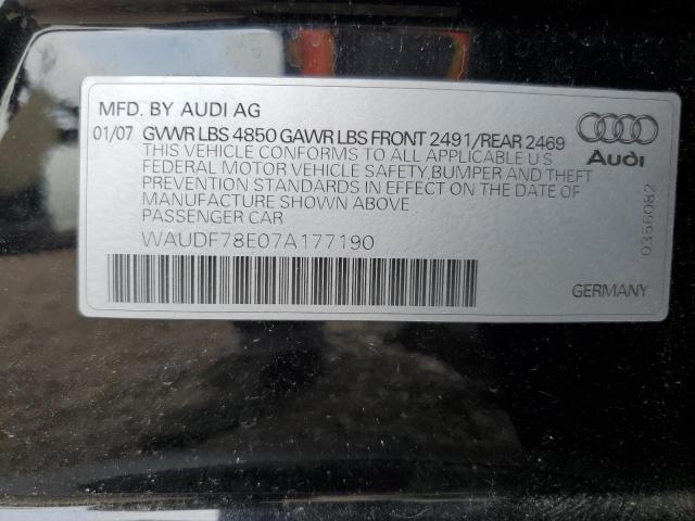 WAUDF78E07A177190 - 2007 AUDI A4 2.0T QUATTRO BLACK photo 12