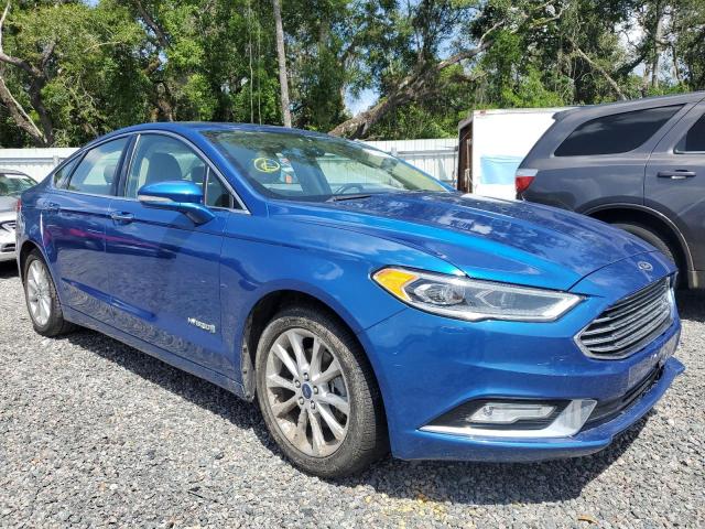 3FA6P0LUXHR118563 - 2017 FORD FUSION SE HYBRID BLUE photo 4