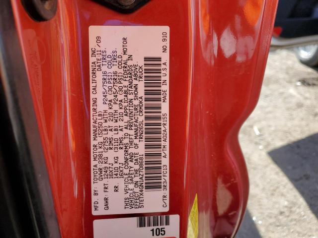 5TETX4GN1AZ708681 - 2010 TOYOTA TACOMA PRERUNNER ACCESS CAB RED photo 12