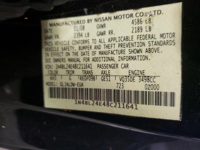 1N4BL24E48C211641 - 2008 NISSAN ALTIMA 3.5SE BLACK photo 12