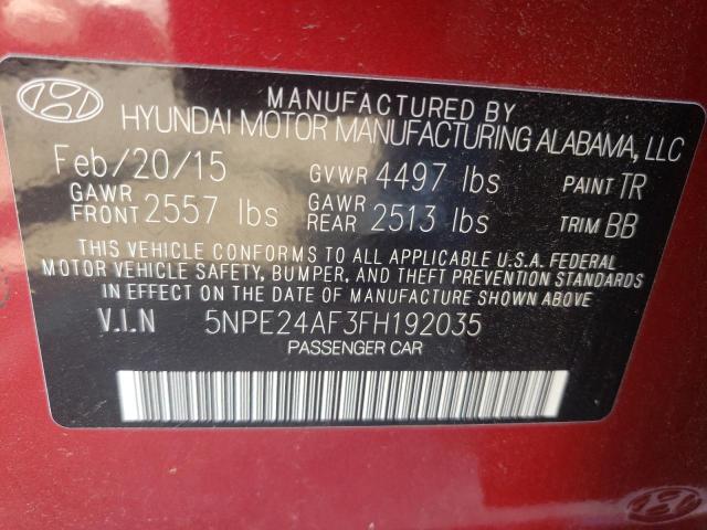 5NPE24AF3FH192035 - 2015 HYUNDAI SONATA SE RED photo 12