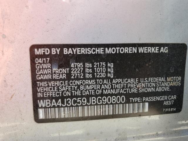 WBA4J3C59JBG90800 - 2018 BMW 430XI GRAN COUPE SILVER photo 12