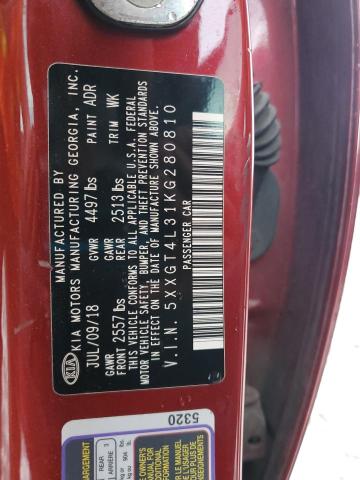 5XXGT4L31KG280810 - 2019 KIA OPTIMA LX ბურგუნდია ფოტო 12