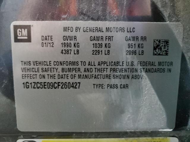 1G1ZC5E09CF260427 - 2012 CHEVROLET MALIBU 1LT 灰色 照片 12