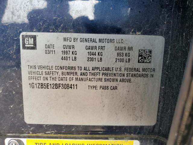 1G1ZB5E12BF308411 - 2011 CHEVROLET MALIBU LS ლურჯი ფოტო 12