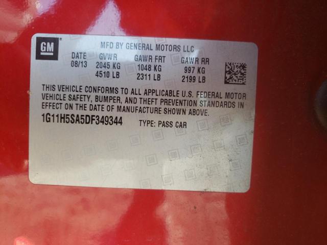 1G11H5SA5DF349344 - 2013 CHEVROLET MALIBU LTZ RED photo 12