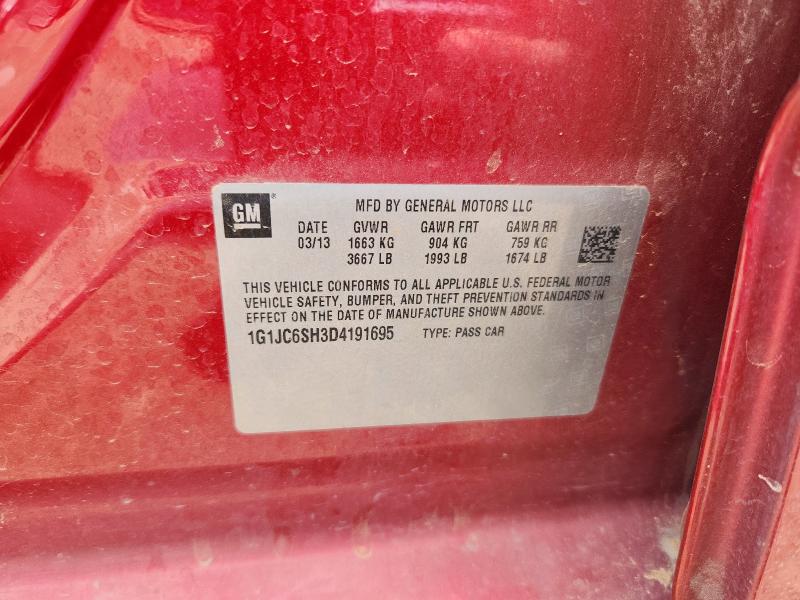 1G1JC6SH3D4191695 - 2013 CHEVROLET SONIC LT წითელი ფოტო 12