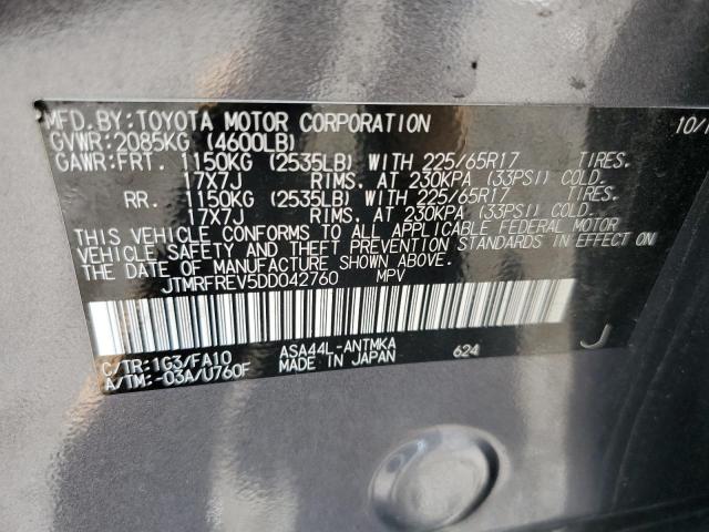 JTMRFREV5DD042760 - 2013 TOYOTA RAV4 XLE Grafit foto 13