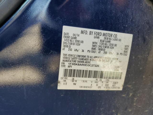 1FM5K8AR0EGC27226 - 2014 FORD EXPLORER POLICE INTERCEPTOR BLUE photo 13