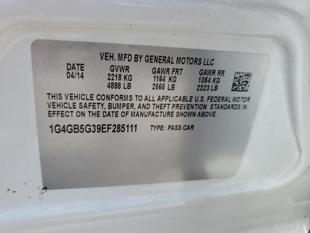 1G4GB5G39EF285111 - 2014 BUICK LACROSSE WHITE photo 12