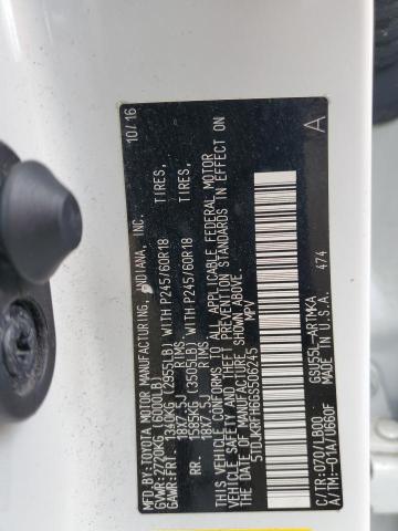 5TDJKRFH6GS506245 - 2016 TOYOTA HIGHLANDER XLE WHITE photo 13