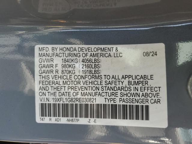 19XFL1G82RE030821 - 2024 HONDA CIVIC SPORT TOURING GRAY photo 12